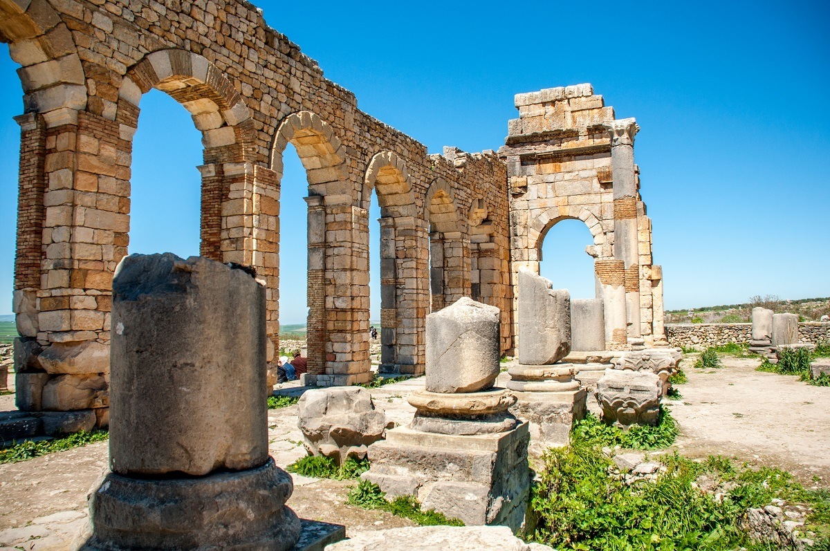 The basilica at Volubilis, Roman ruins in Morocco