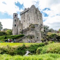 Ancient stone castle with a round tower