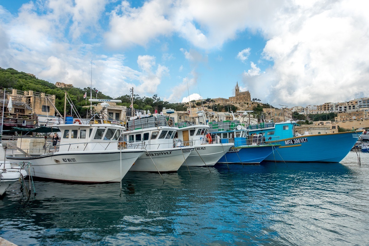 Boats in the harbor of Gozo island