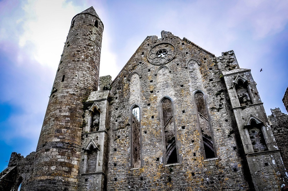 Stone tower and chapel ruins