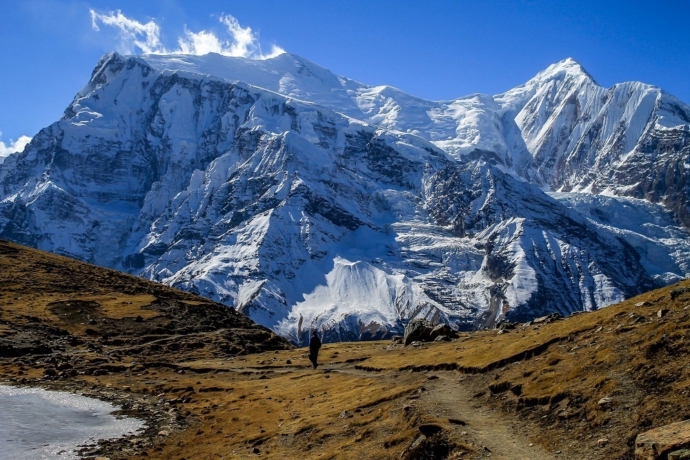 Trekking in Nepal best time of year: winter and spring when there isn't a lot of rain, but temperatures are still cool. If you look at things like World Expeditions reviews, you'll see a lot of the Nepal trekking packages are offered at that time of you. Photo courtesy of Susan Green.