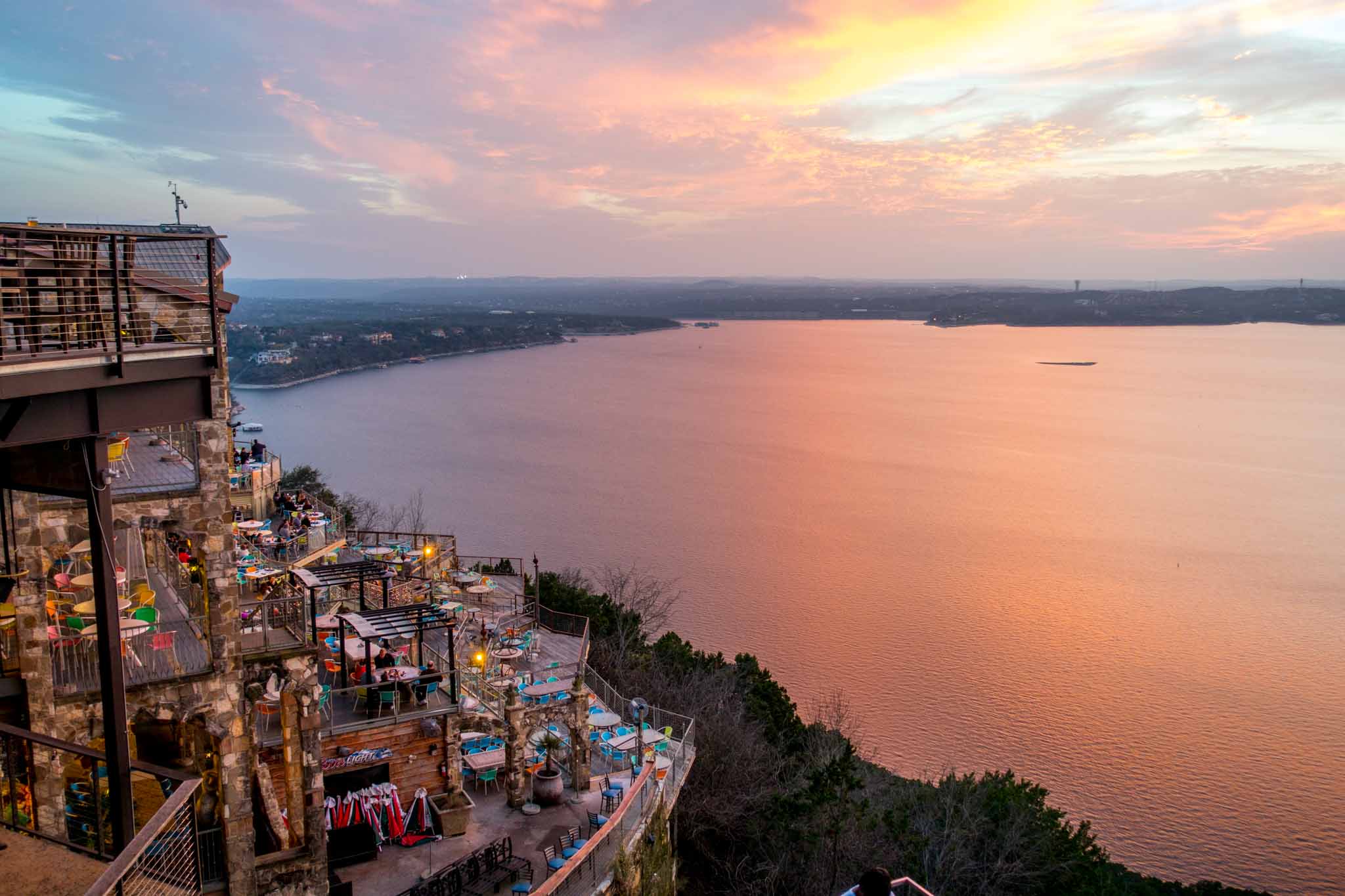 Sunset over Lake Travis in Austin