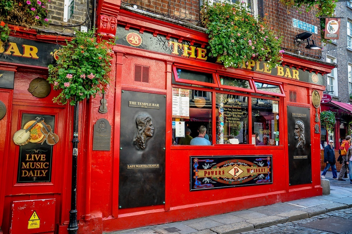 Red exterior of The Temple Bar