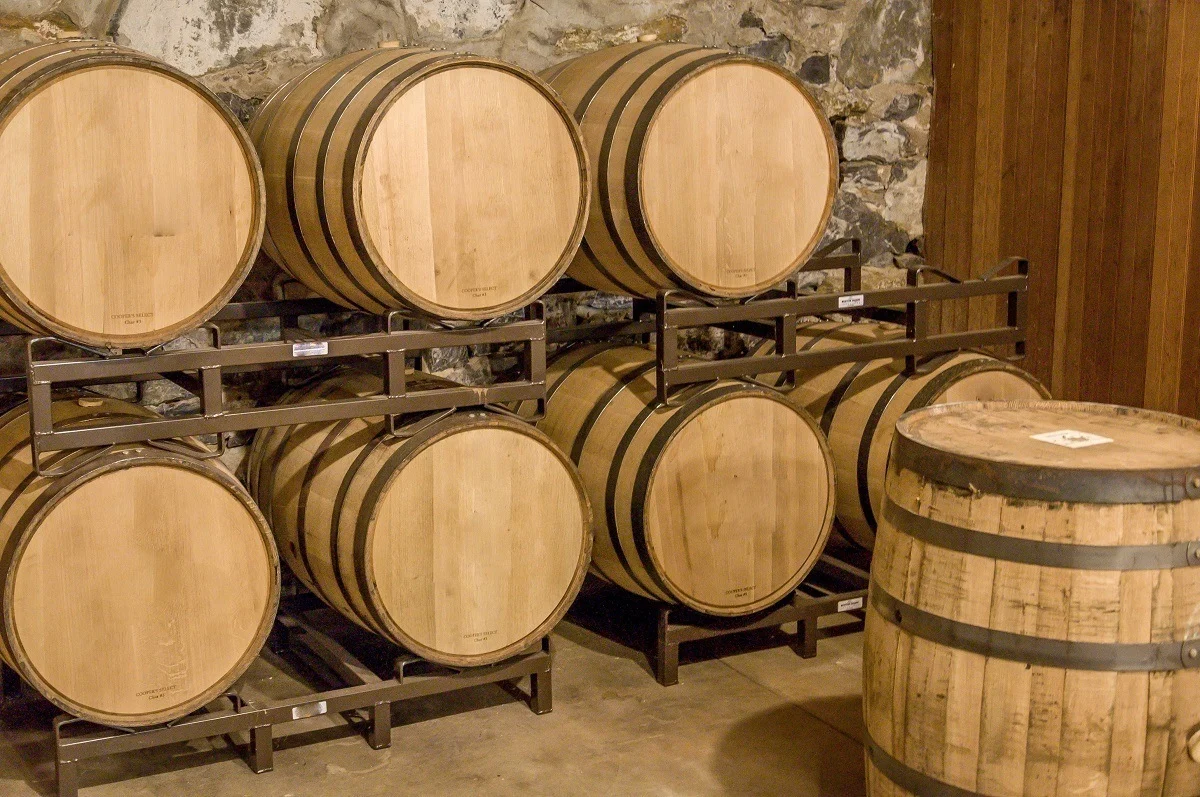 Spirits aging at a craft distillery in Nashville, Tennessee