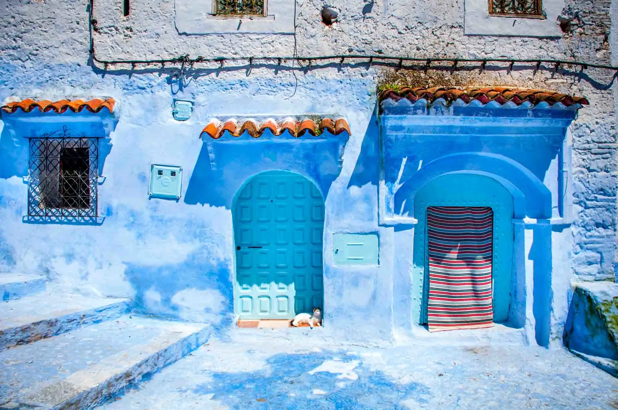 Two blue doorways.