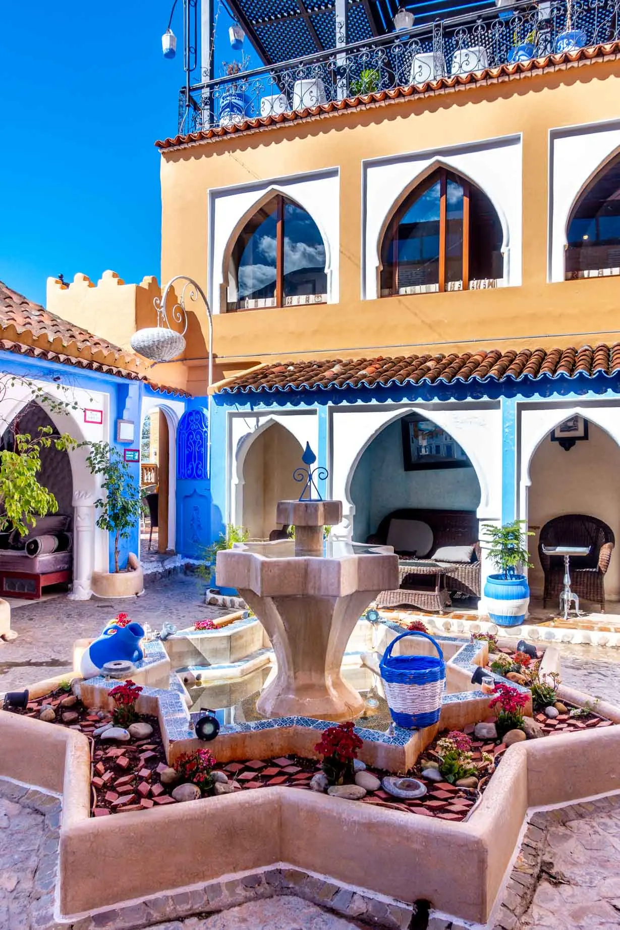 Star-shaped fountain in the courtyard of a riad