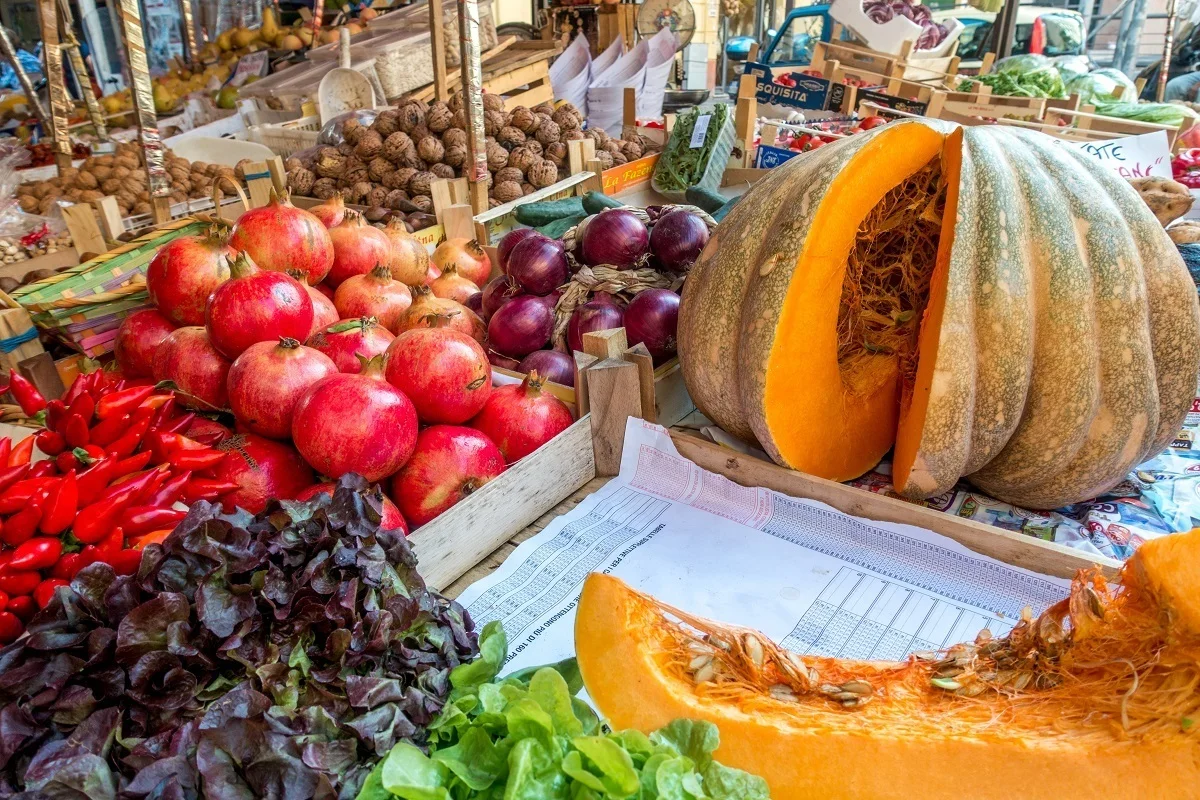 Fruits and vegetables at one of the Palermo markets in Sicily