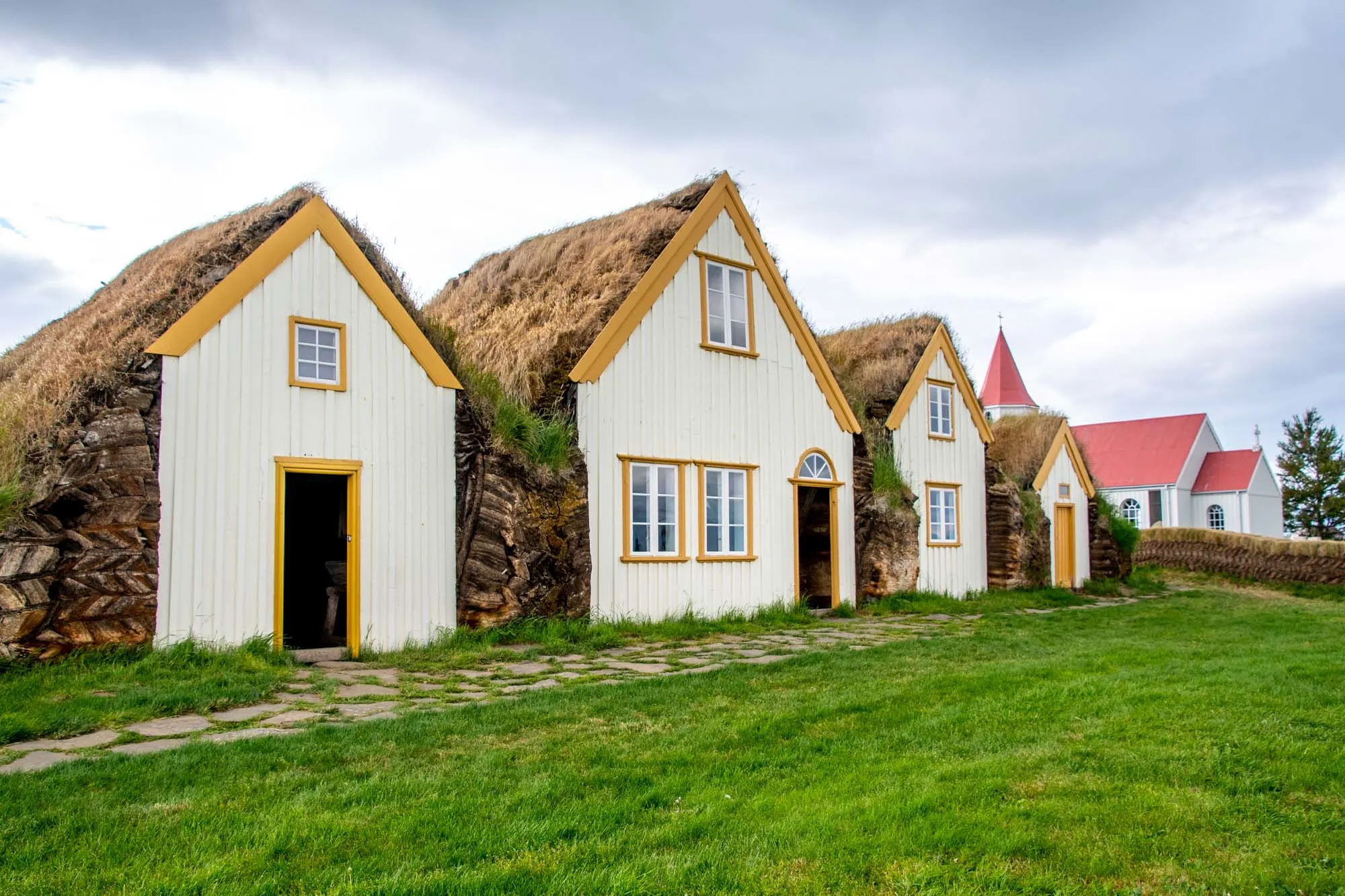 Row of turf buildings