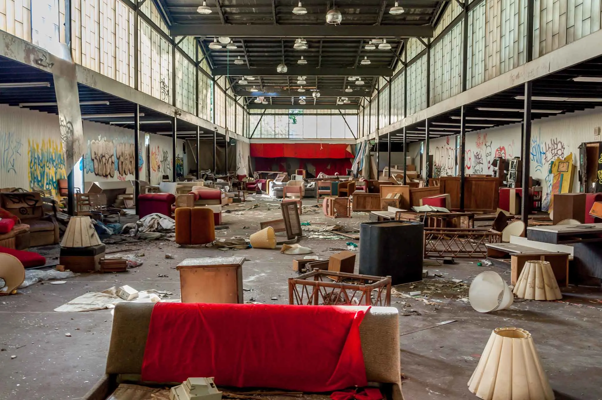 Remains of a furniture sale at the Penn Hills Resort