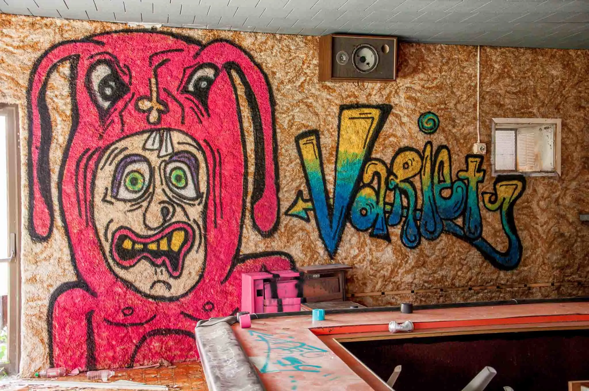 Graffiti at one of the abandoned Poconos resorts