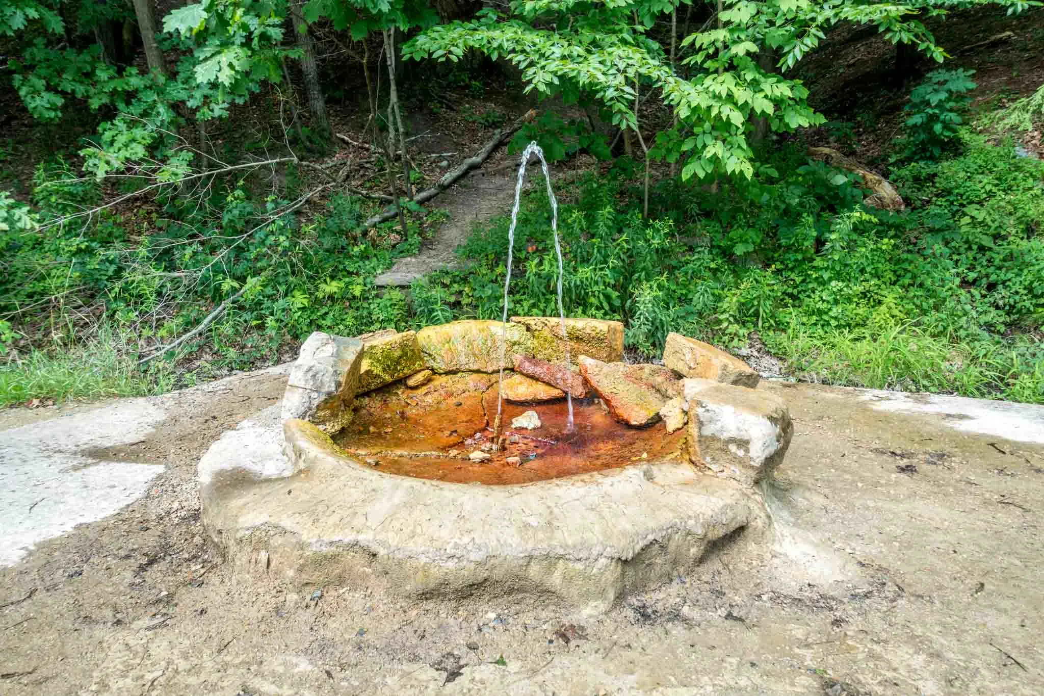 Polaris spring, a natural mineral spring shooting up from the ground