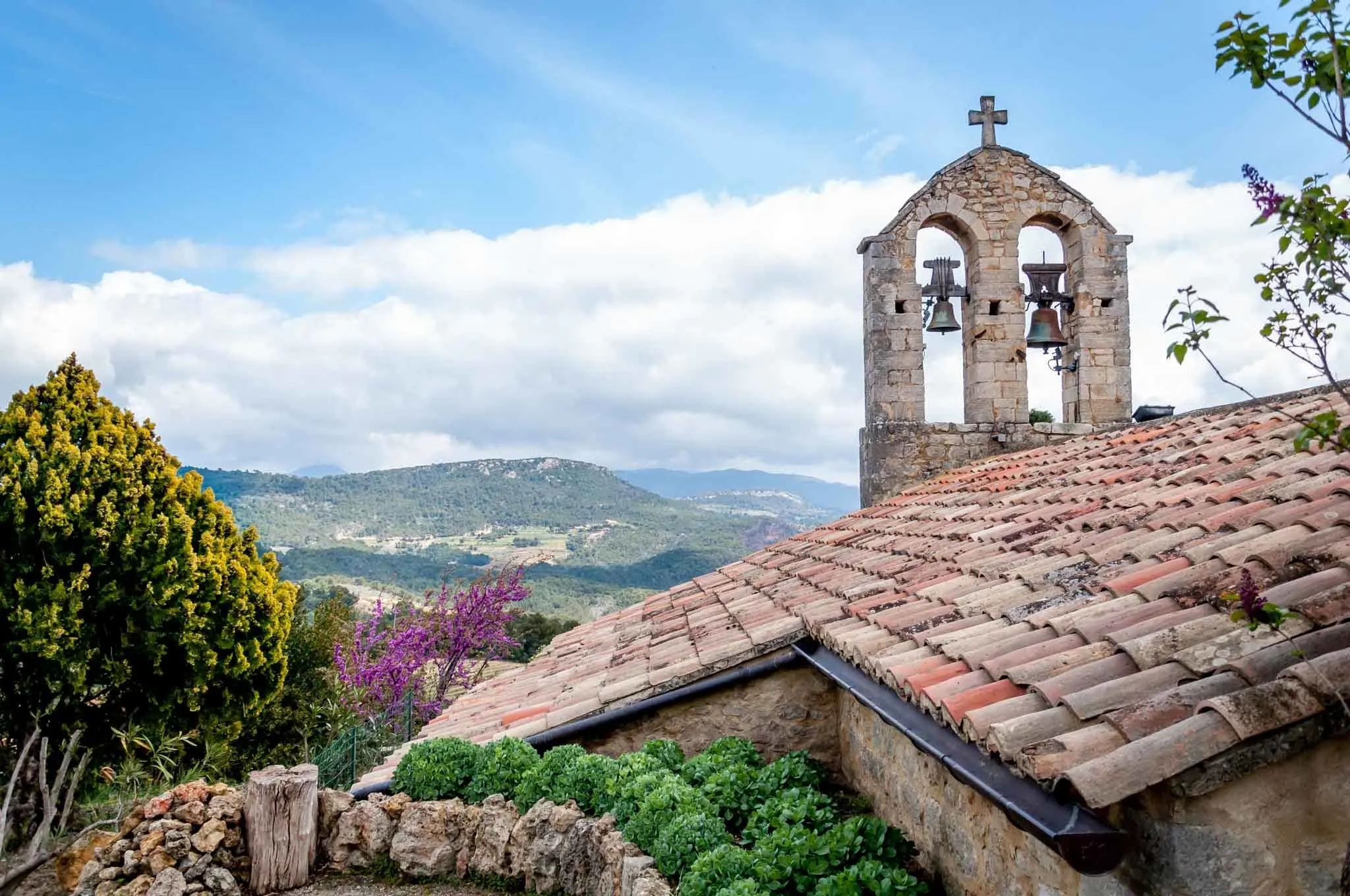 Hilltop church with a bell tower